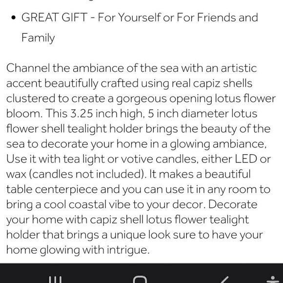 Zodax Smoke Brown Capiz Lotus Tea Light Candle Holder - Picture 13 of 13